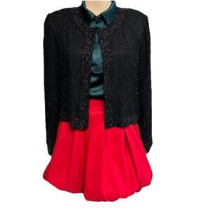 Vintage Fully Beaded Jacket Large Petite Glam Evening Holiday Old Hollywood